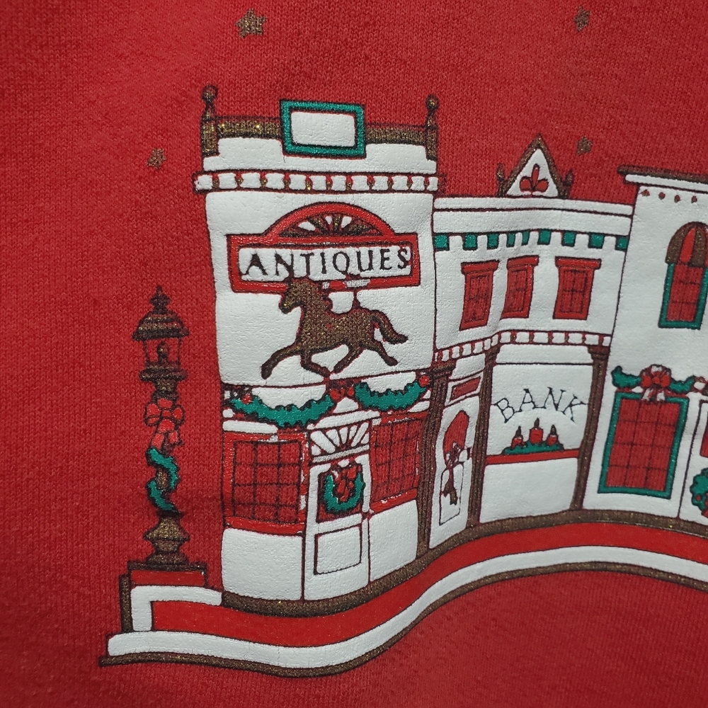 Vintage Ugly Christmas Sweatshirt Collar Village Town Size 1X Holidays Winter - Picture 4 of 8
